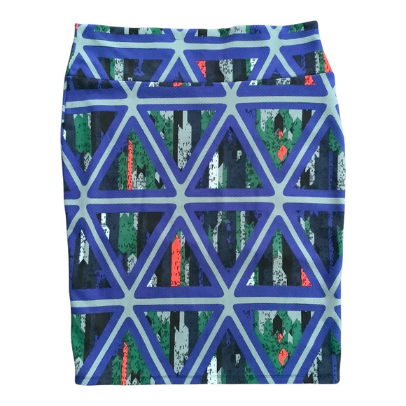 LuLaRoe Multicolor Triangle Pattern Pencil Skirt - Picture 1 of 4